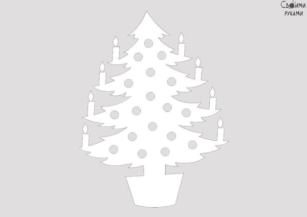 Новогодние вытынанки елки — шаблоны на окна больших размеров - 9