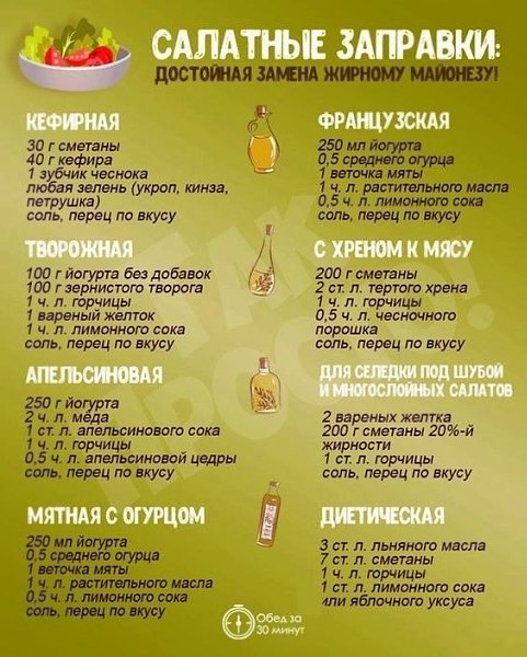 Салатные заправки, сохраните себе, пригодится