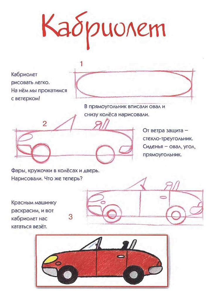 Нарисовать кабриолет ребенку