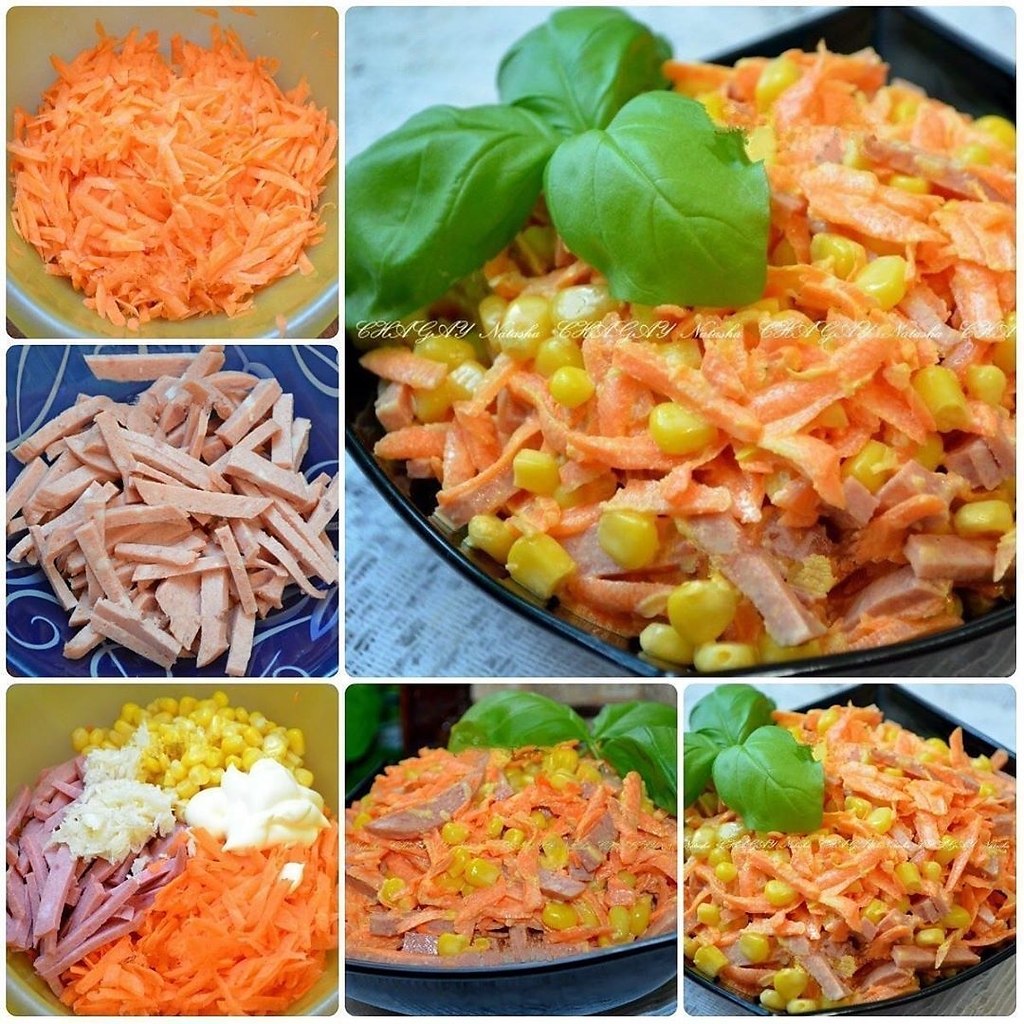 Салат с копченой колбасой и морковью. Салатом с копченой колбасой и морковью впервые угостила меня ...