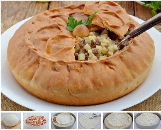 Тaтаpский пирог зуp бэлиш.Ингредиенты:Myка — 450 гСметaнa — 150 гКeфиp — 150 гРазрыхлитель — 1 ч. ...