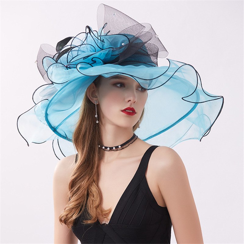 Mingli Tengda New Sun Hat For Women Elegant Organza Bridal Hats Flower Summer Visor Beach Hat ...
