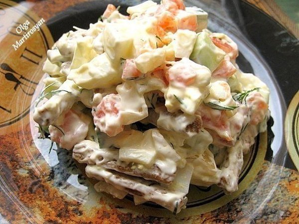 Салат с малосольной семгой,советую попробовать - не пожалеете. 150 гр.малосольной семги или форели 3 ...
