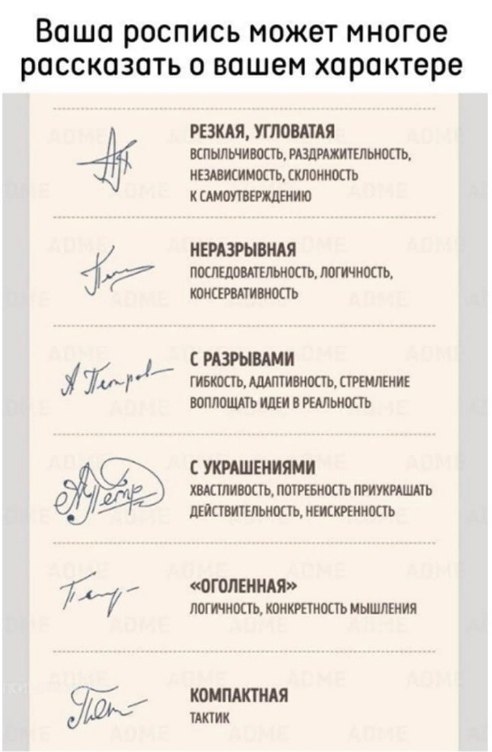Характер человека по подписи с примерами