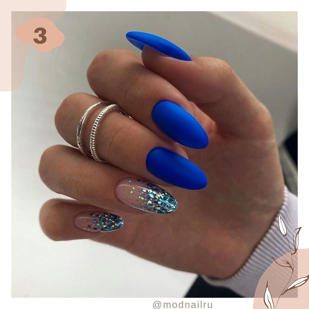 Новинки синего маникюра: 80 свежих фото | Easy nail art, Simple nails, Nails