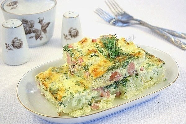 Запеканка из цветной капусты. Ингредиенты:Цветная капуста – 0,5 кг;Сыр твердый – 100-150 ...