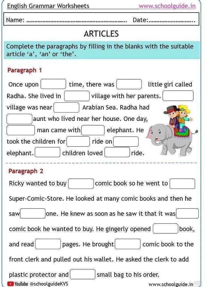 A/an/the articles worksheets - 9