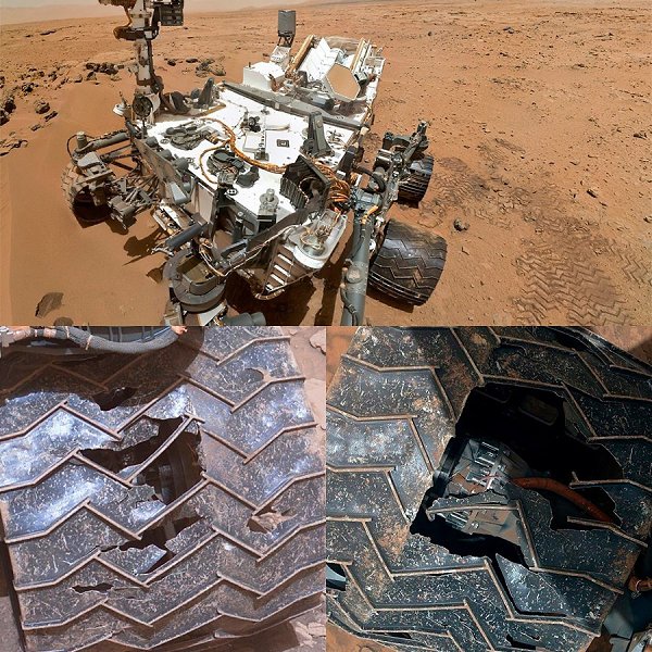 Марсоход пострадал на благо науки! Так выглядят колёса аппарата Curiosity, который 12 лет колесил по ...