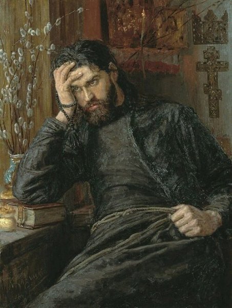 Константин Аполлонович Савицкий "Инок", 1897 год.На этой картине мы видим молодого монаха, ...