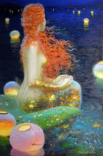 Русалка...Художник Виктор Низовцев (Victor Nizovtsev).Лесное чудо. РусалкаЗасмотрелась я в заводь ... - 5