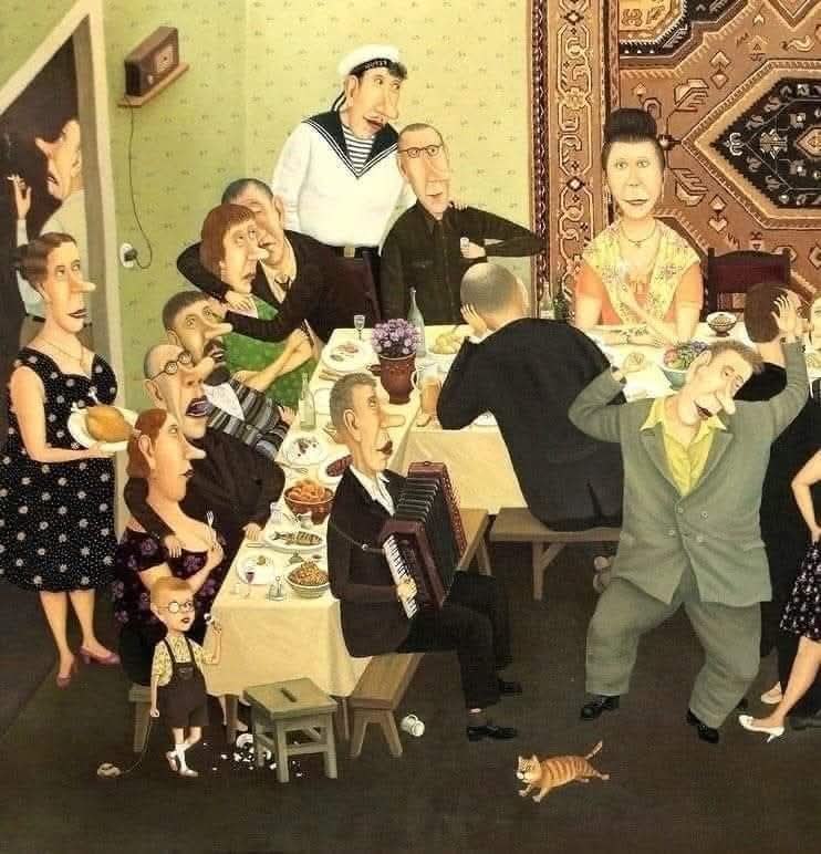 :) У нac как принято? Гocти пришли, - жена в потe лица на стол мечeт, последнee выставит! А я в ...